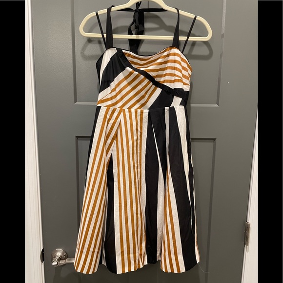 Moulinette Soeurs Dresses & Skirts - Moulinette Soeurs 6 tan black halter dress - Edges and Angels Anthropologie